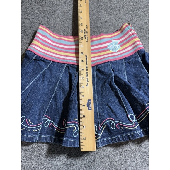 Rocawear Denim‎ Mini Skirt Women's Y2K Pleated Embroidered Sz 12 Vintage - Picture 10 of 10
